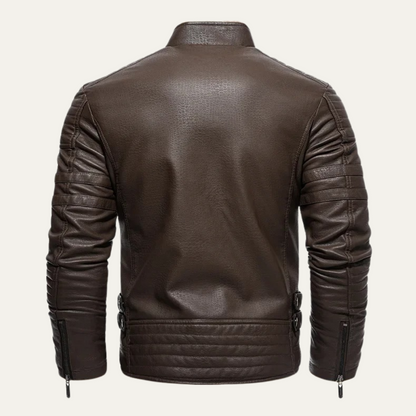Men's Leather Jacket Shearling Lined Gray
