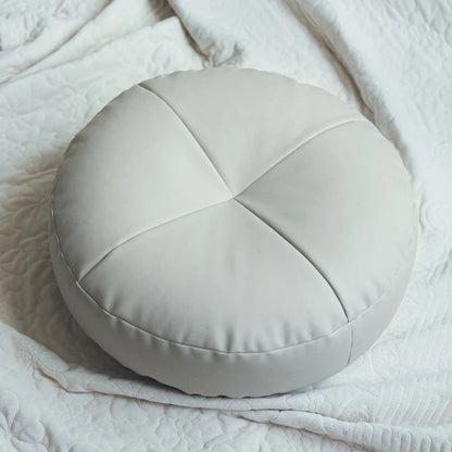 Japanese Style Leather Cushion Minimalist Nappa Leather Brown