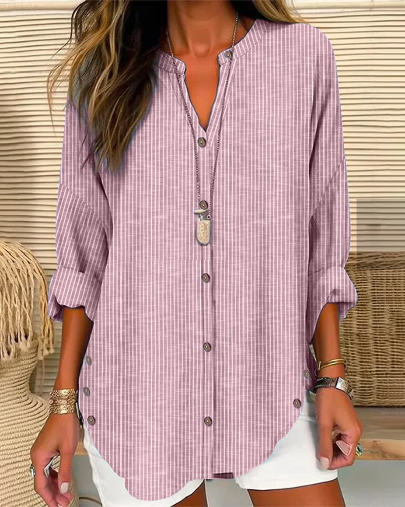 Ivy | Women Spring Striped Button Front Blouse Top