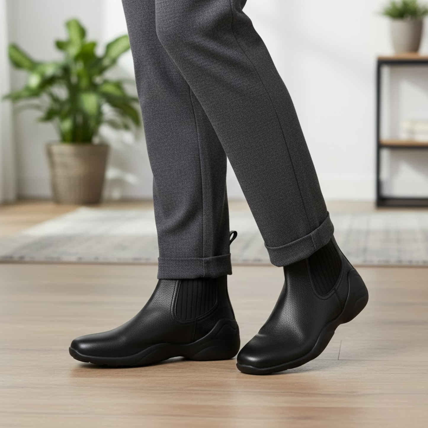 New Women's Soft Leather Stretch Sock Boots Autumn Winter Flexible Chelsea Fashion Boots