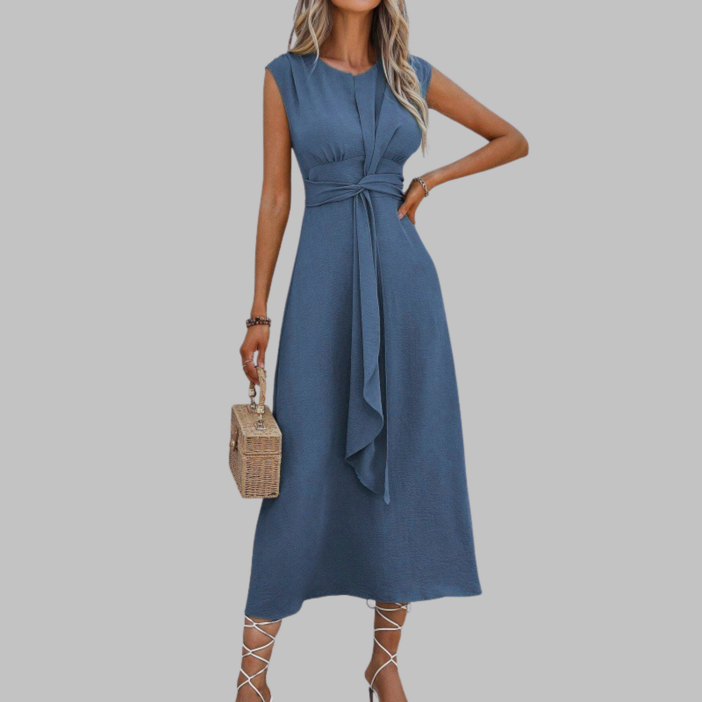 Women's Sleeveless Waist Tie Dress