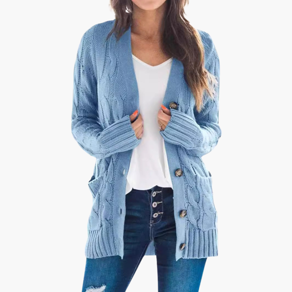 Women's Button Front Cardigan With Pockets