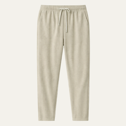 Men's Slim Fit Casual Pants Lightweight Ribbed Beige - Fashinoza