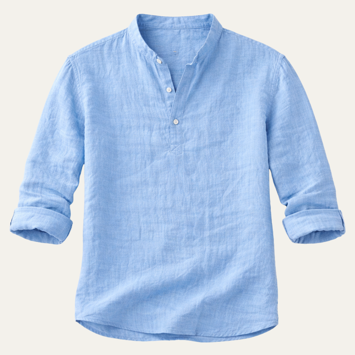 Men's Linen Casual Button Up Shirt Breathable Beige - Fashinoza