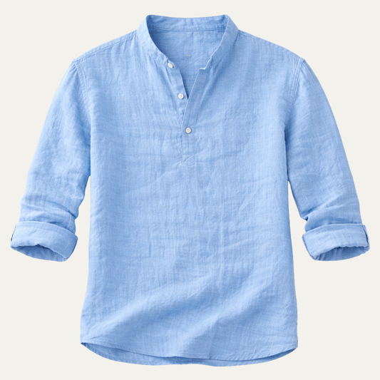 Men's Linen Casual Button Up Shirt Breathable Beige - Fashinoza