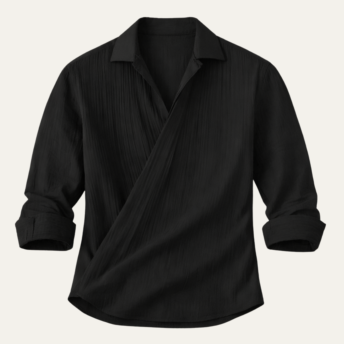 Men's Slim Fit Dress Shirt Black Cotton - Fashinoza