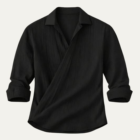 Men's Slim Fit Dress Shirt Black Cotton - Fashinoza