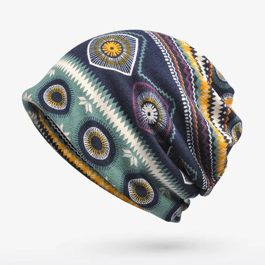 Women's Geometric Print Slouchy Beanie Casual - 
Fashinoza