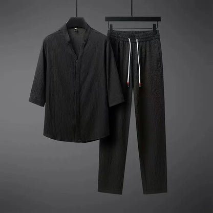 Men's Linen Tracksuit 2-Piece Classic Comfortable Set