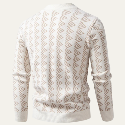 Men's Crew Neck Knit Sweater Geometric Pattern Warm
