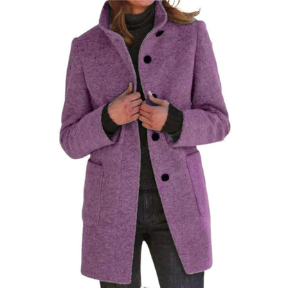 Women's Wool Coat Tailored Single Breasted Black