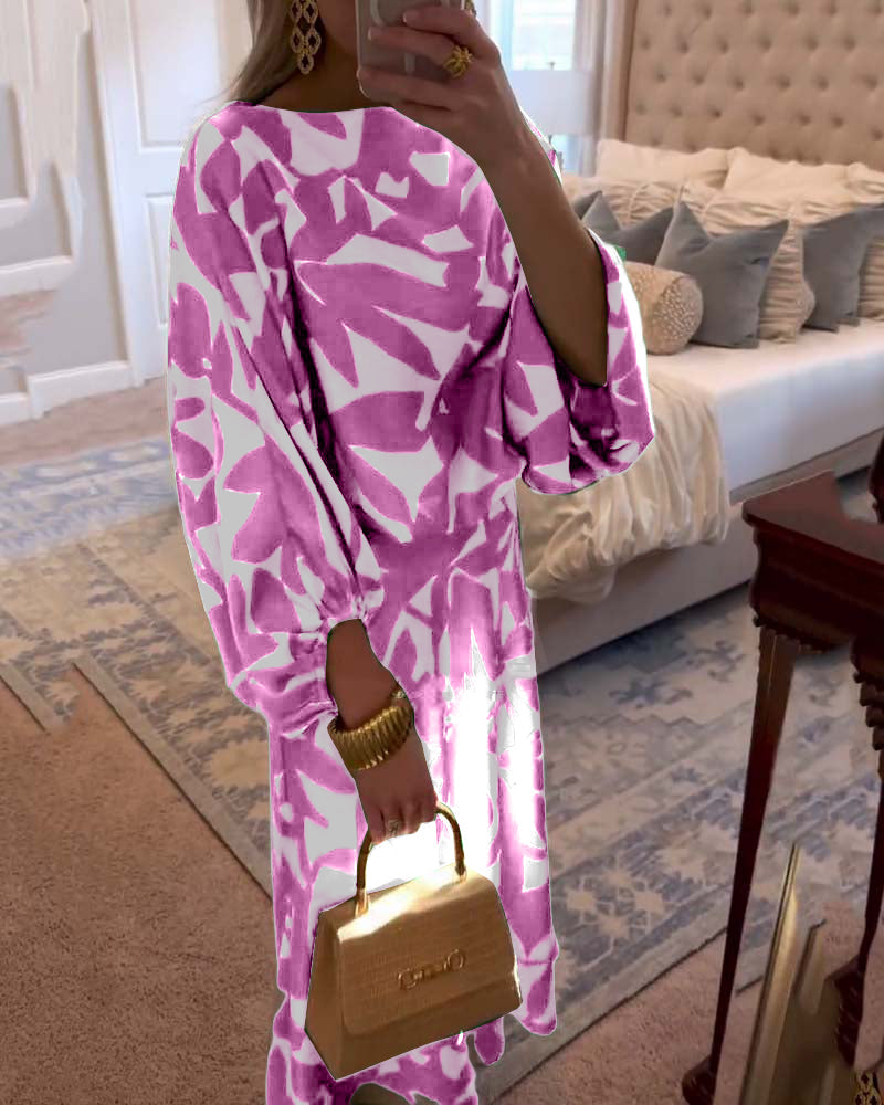 Women's Printed Two-Piece Set Lantern Sleeves