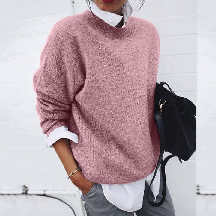 Women's Soft Knit Sweater Round Neck Relaxed Fit