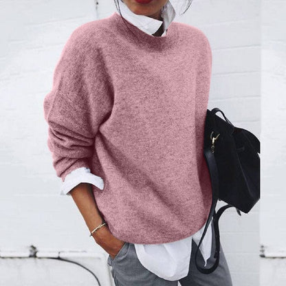 Women's Soft Knit Sweater Round Neck Relaxed Fit