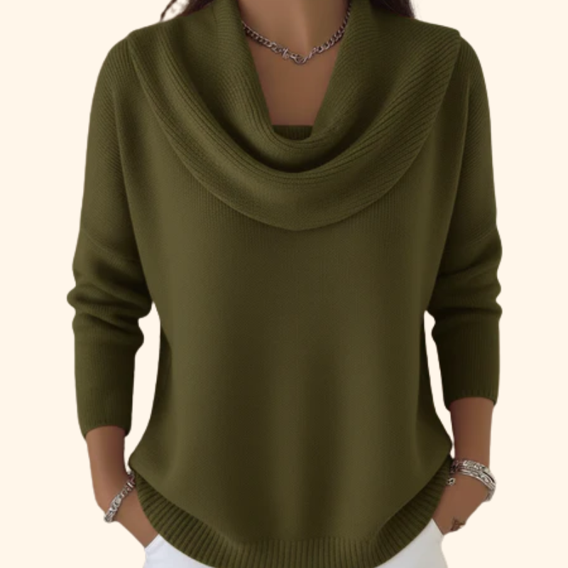 Women's Draped Cowl Neck Knit Sweater