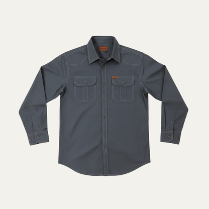 Men's Soft Cargo Shirt Multi Pocket Solid Color Cotton