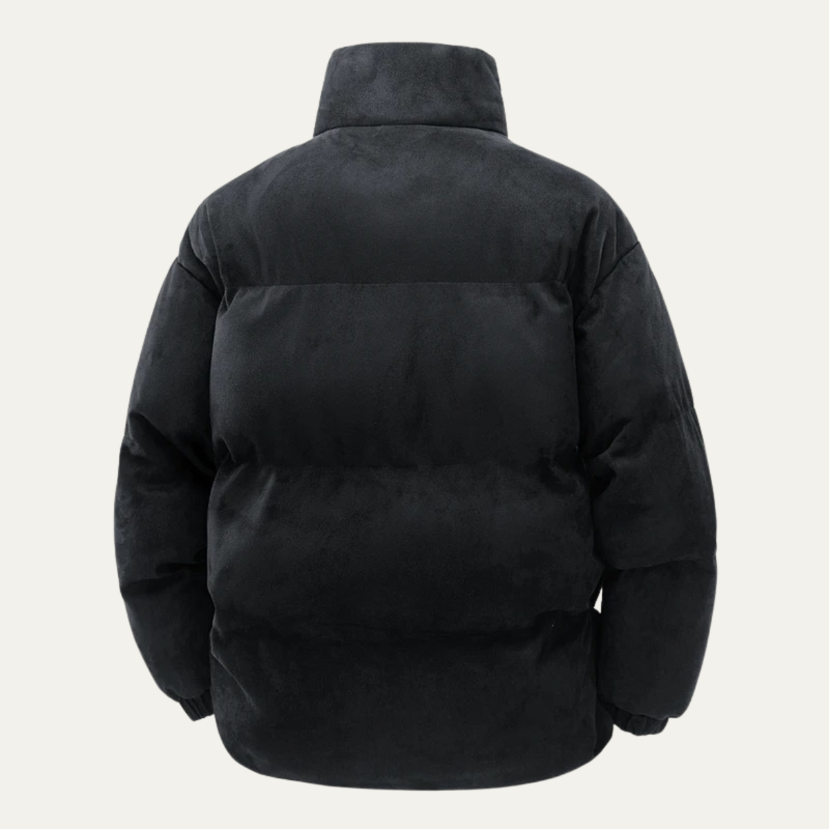 Men's Suede Puffer Jacket Cotton Padded Black
