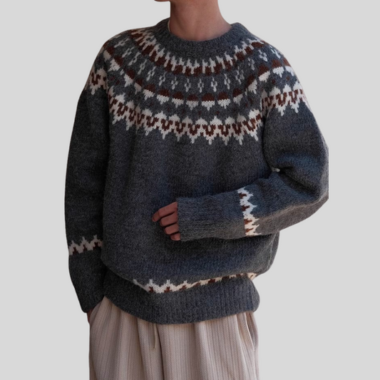 Men's Crewneck Sweater Retro Vintage Style - Fashinoza