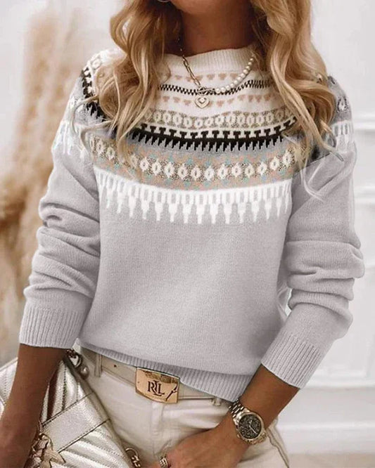 Women's Long Sleeved Printed Sweater - 
Fashinoza