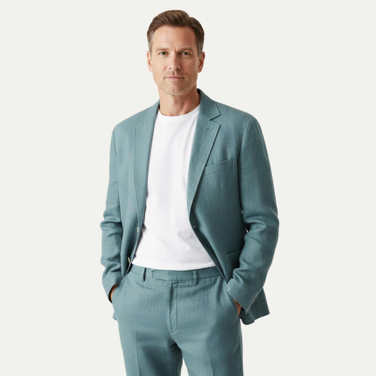 Men's Linen Blazer Solid Color Casual