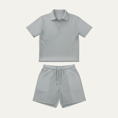 Men's Casual Summer Set Shirt And Shorts Solid Color