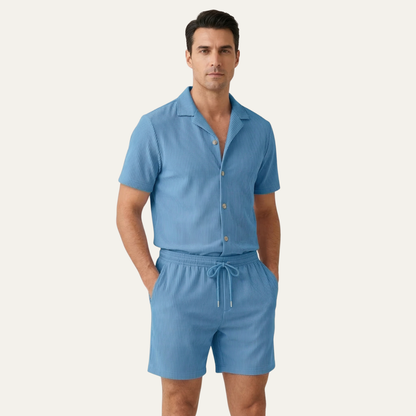 Men's Ribbed Summer Set Shirt And Shorts