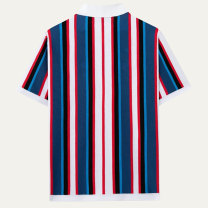 Men's Striped Polo Shirt Knit Retro Style