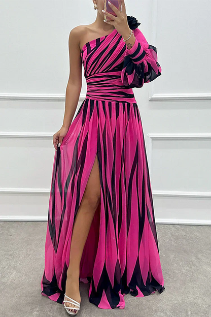 Women's Asymmetrical Maxi Dress Single Sleeve