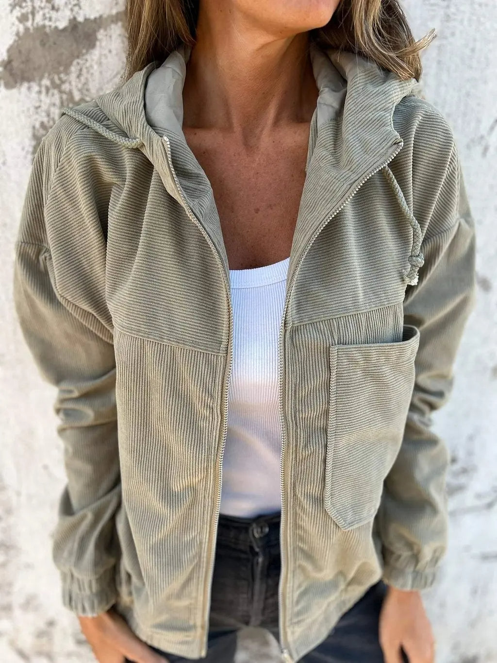 Corduroy Hooded Jacket Casual