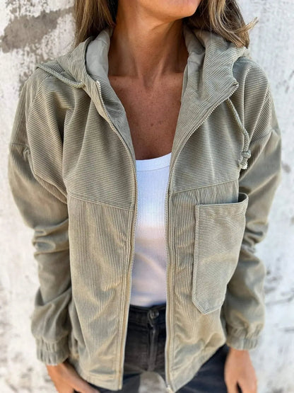 Corduroy Hooded Jacket Casual