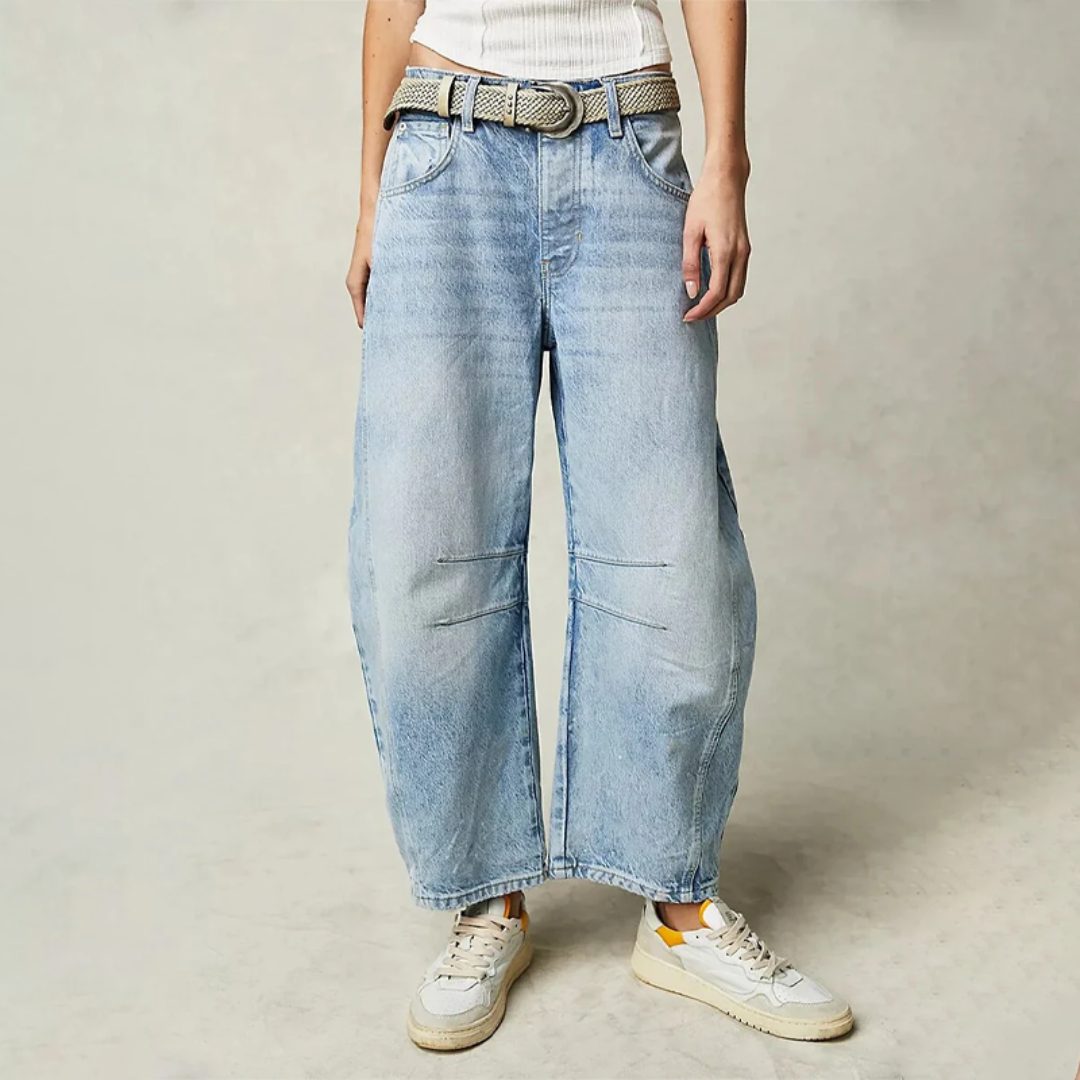 Women's High Waist Relaxed Fit Denim Jeans - Fashinoza