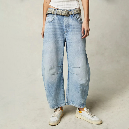 Women's High Waist Relaxed Fit Denim Jeans - Fashinoza