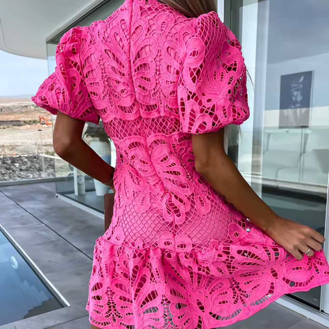 Women's Ruffle Mini Party Dress Cut-Out Detail