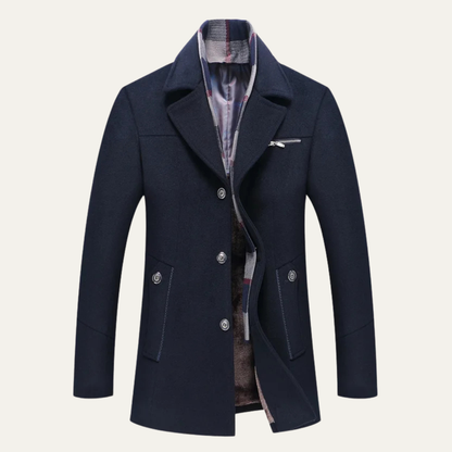 Men's Wool Blend Long Winter Business Coat - Fashinoza