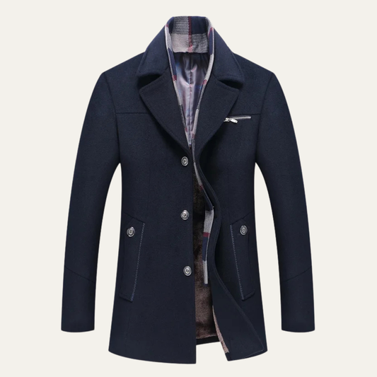 Men's Wool Blend Long Winter Business Coat - Fashinoza