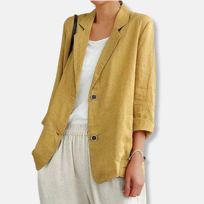 Linen Blend Mens Blazer Lightweight Beige