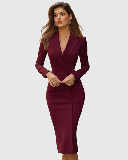 Audrey | Women’s Long Sleeve Blazer Midi Dress