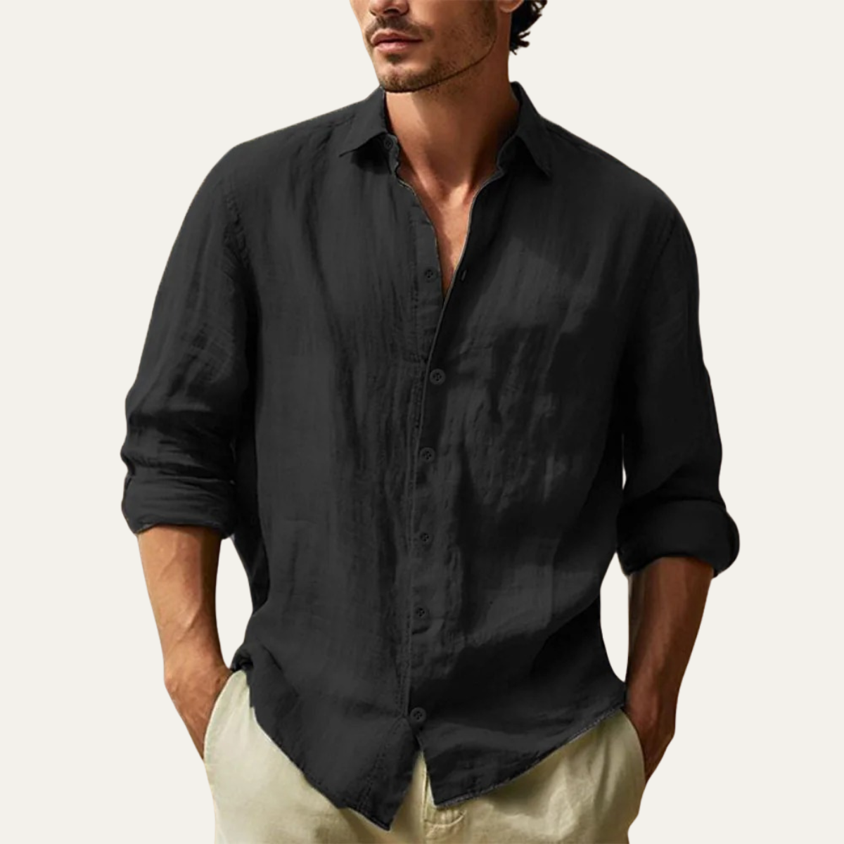 Alderton Men's Linen Shirt Lightweight Turn Down Collar