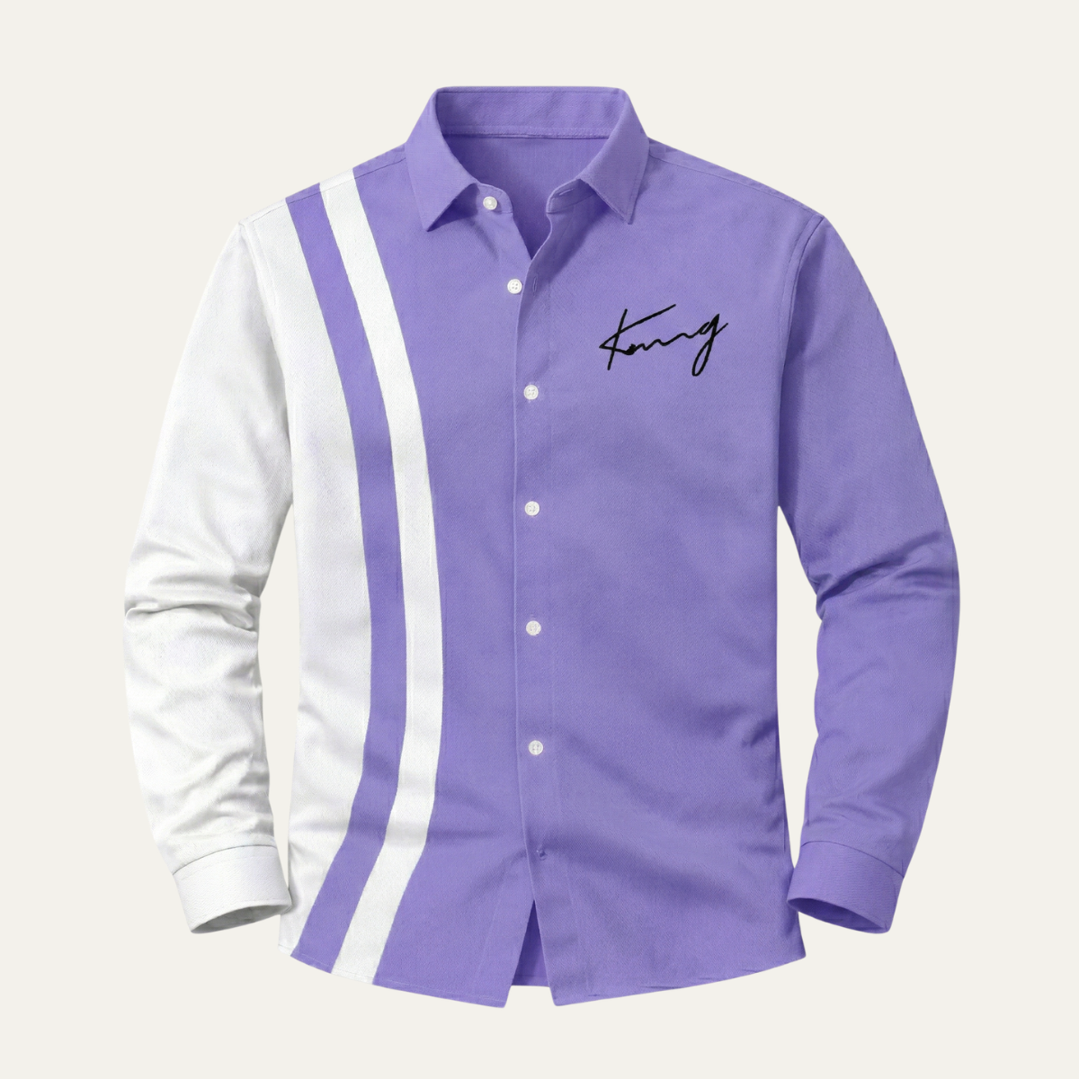 Men's Color Block Striped Dress Shirt - Fashinoza