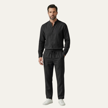 Men's Cotton Linen Casual Shirt Pants Set