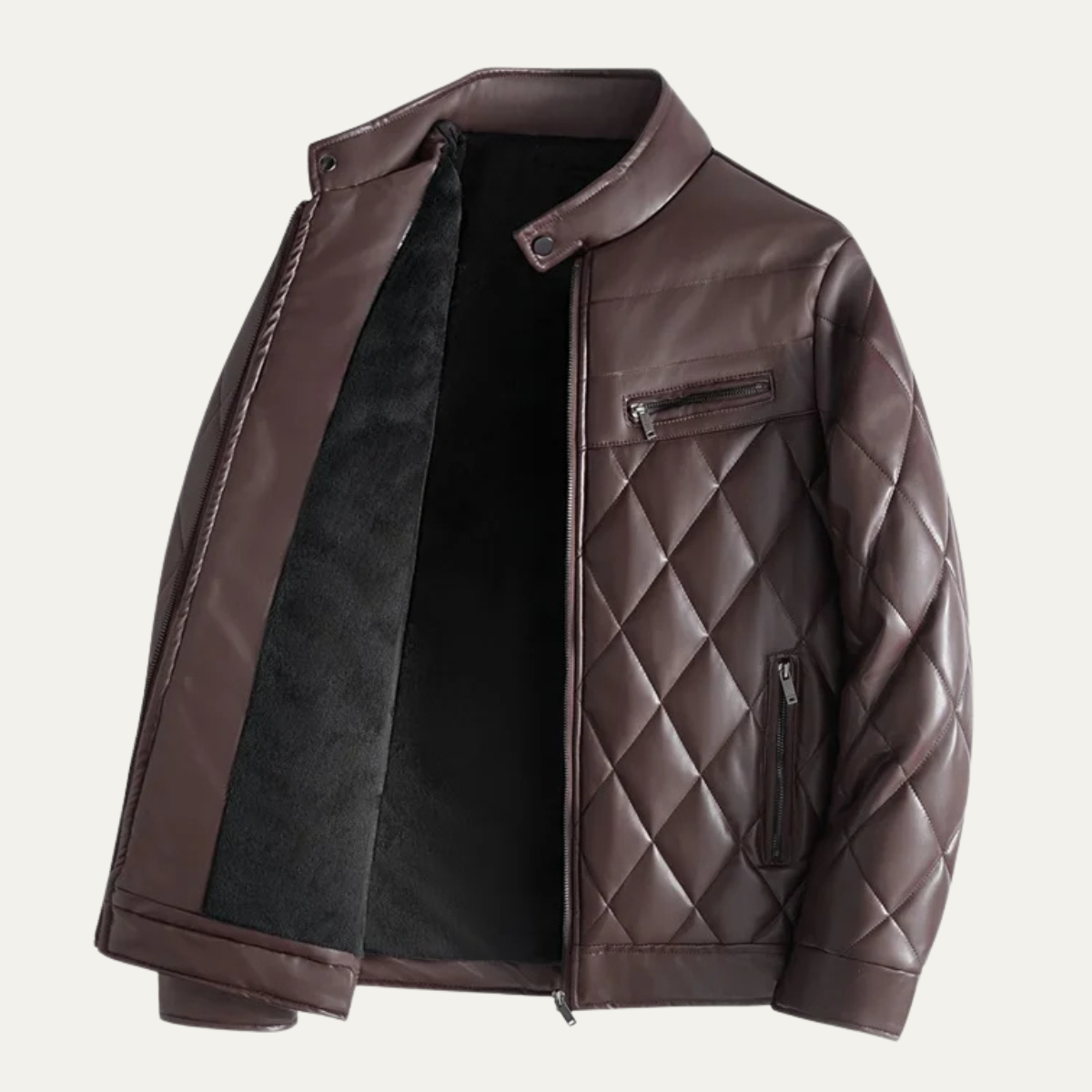 Hampton Men's Leather Biker Jacket Quilted