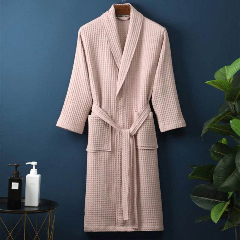 Couples Cotton Terry Bathrobe Lightweight Waffle - Fashinoza