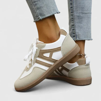 Women's Low Sneakers Beige White Colorblock
