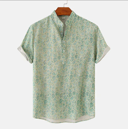 Kenneth Men's Printed Henley Shirt - 
Fashinoza