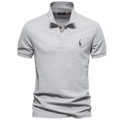 Cotton Polo Shirt Embroidered Deer Design