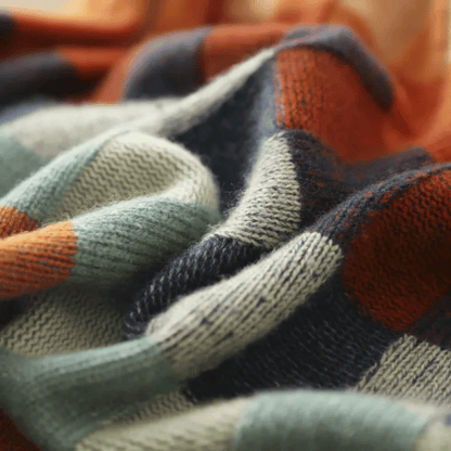 Women's Cashmere Turtleneck Sweater Patchwork Design
