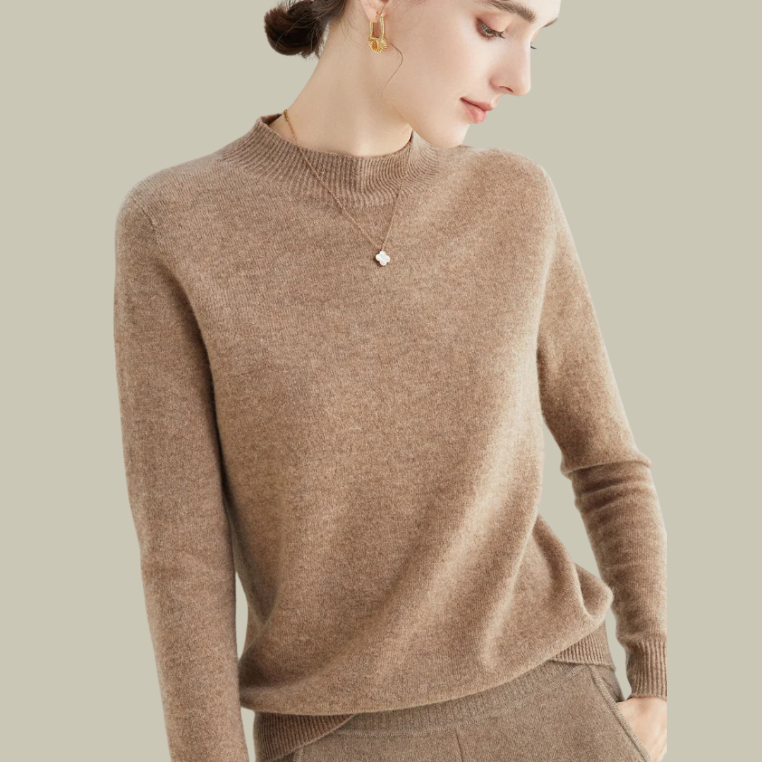 Emma | Women’s Blush Minimal Mock Neck Pullover