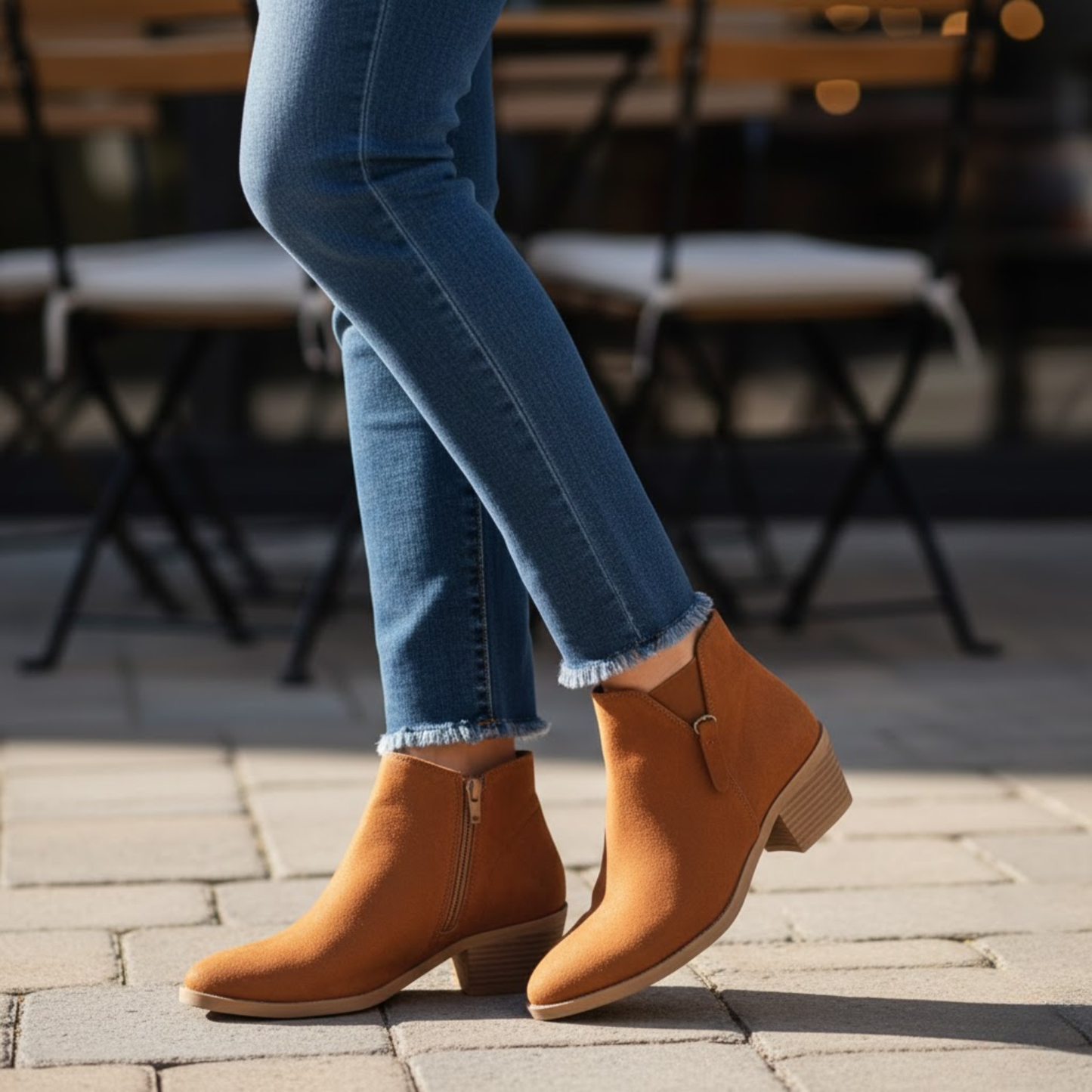 Women's Elegant Autumn Suede Ankle Boots Side Zipper Platform Chelsea Booties