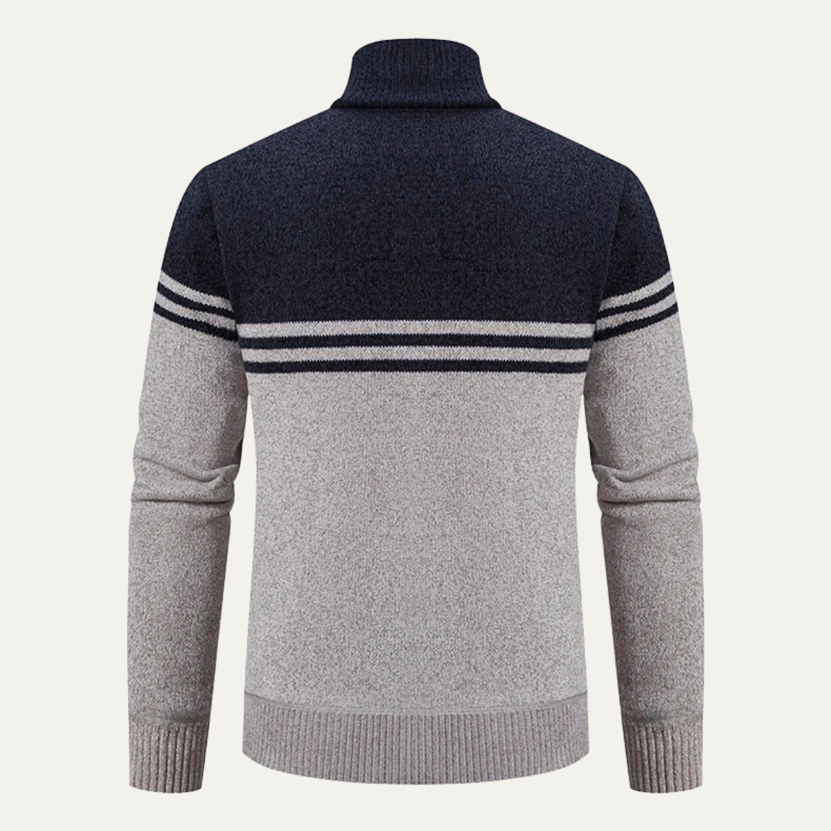 Men's Striped Fleece Lined Knit Sweater Jacket