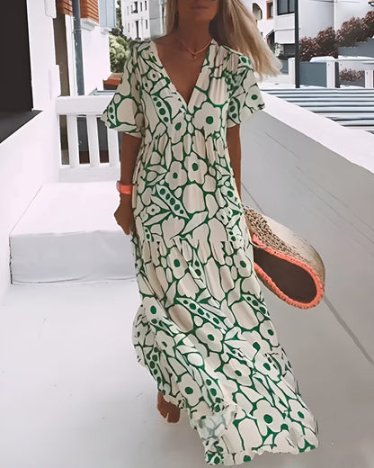 Women's Casual Dress Short Flutter Sleeves - Fashinoza